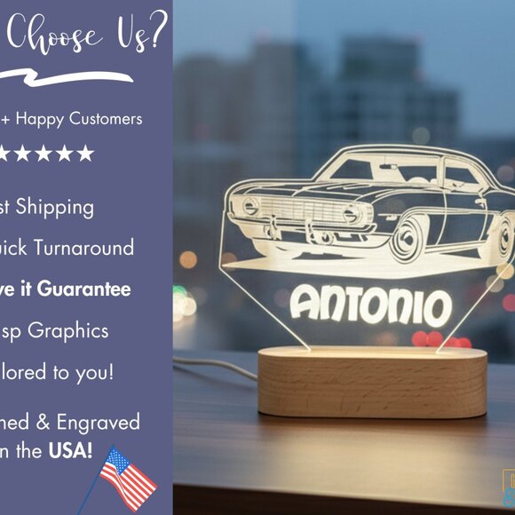 Vintage Car LED Night Light | Custom Classic Car Lamp for Car Lovers - Picture 4 of 8